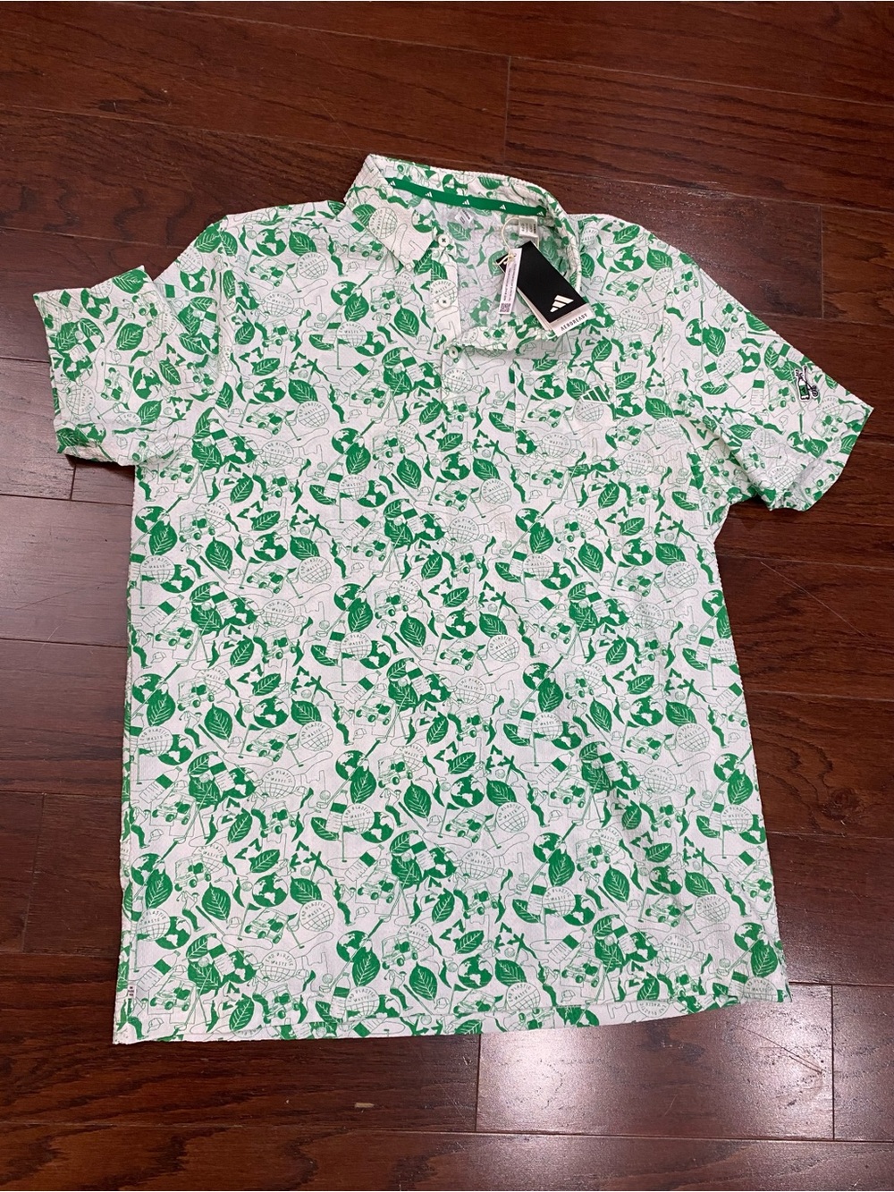 Men's Adidas 'PLAY GREEN GRAPHIC GOLF POLO SHIRT' Size L NWT